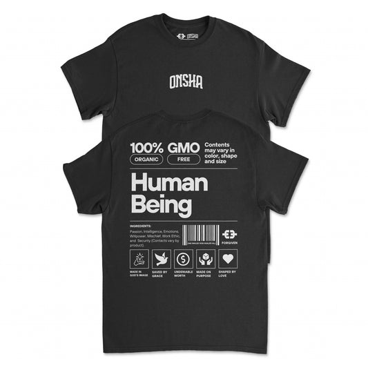 Human Tee (Black/White) Front and Back